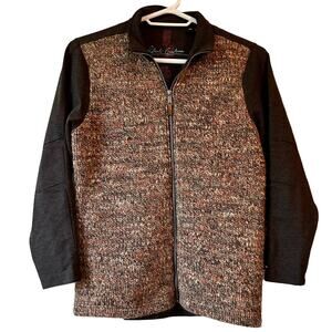 Robert Graham knit front full zip cardigan alpaca wool blend grandpa sweater  S